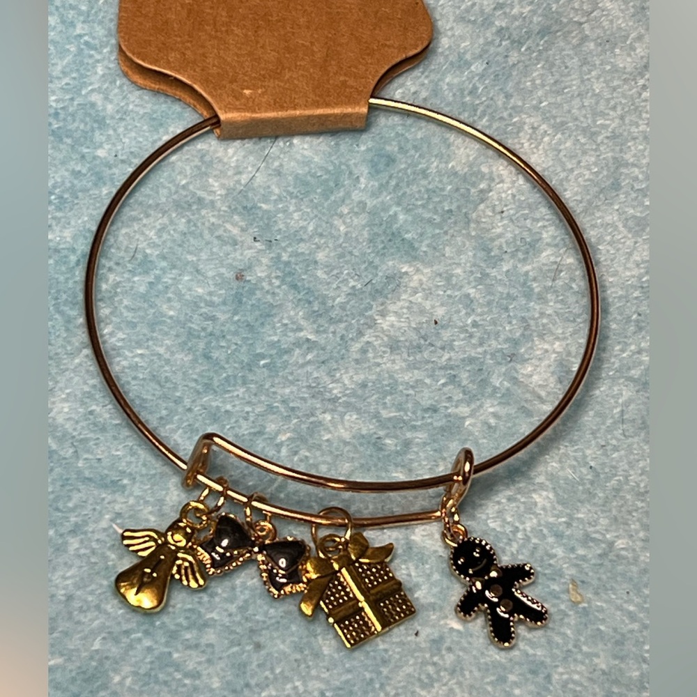 Gold Charm Bangle Bracelet